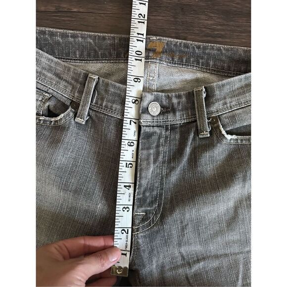 7 For All Mankind Gray Grommet Flynt Bootcut Mini Flare Jeans Size 31 - Picture 9 of 10